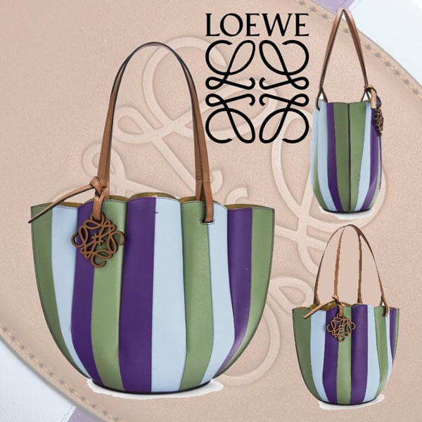 【ロエベ】国内発送★シェル トートバッグ スモール ストライプ